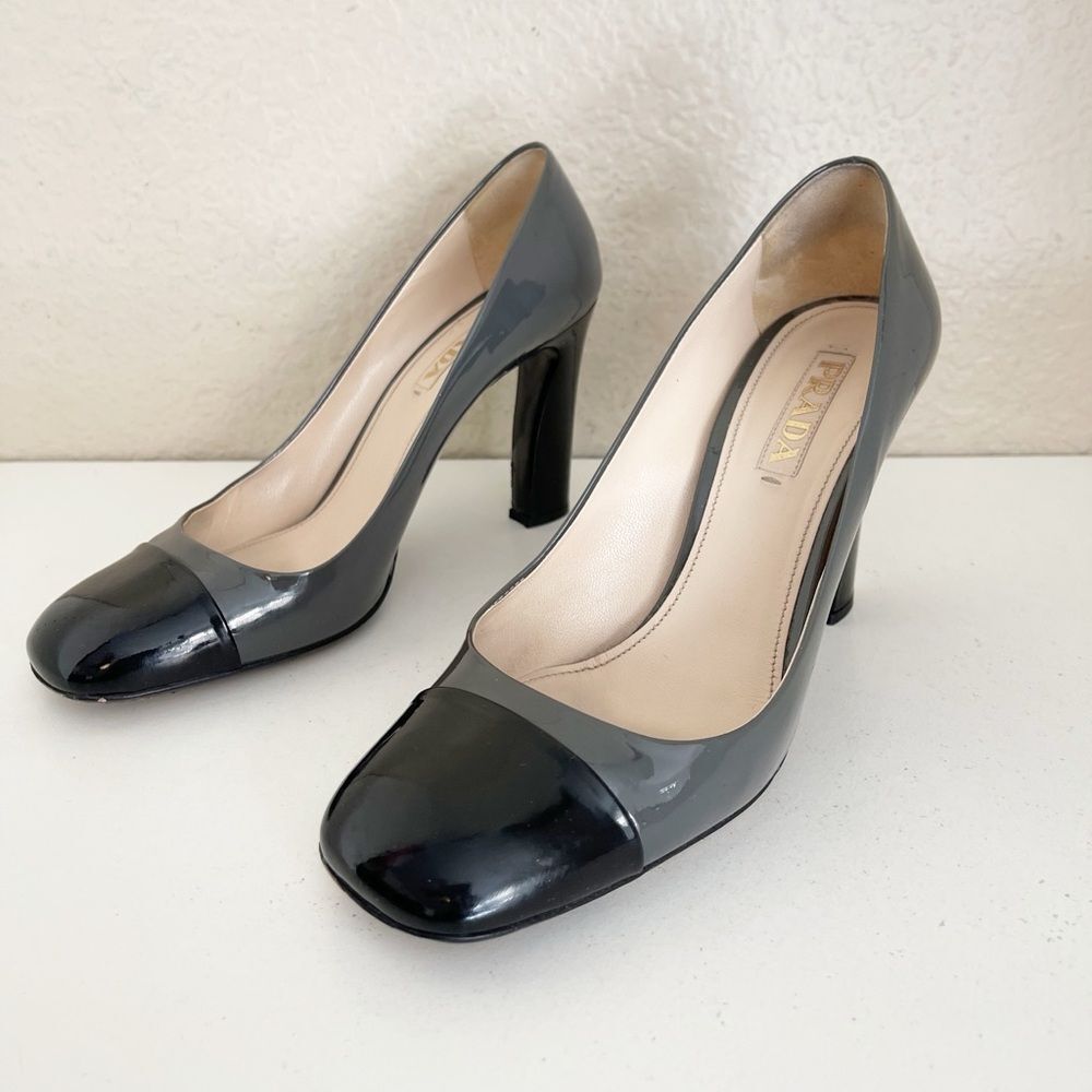 Prada Vernice Bi-Cole black and gray patent leather Heels - Picture 3 of 16